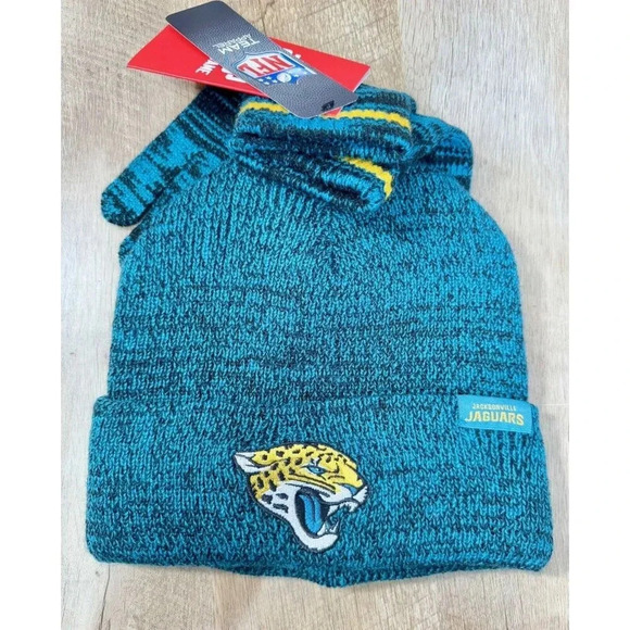 Jacksonville Jaguars Winter Hat Beanie & Gloves Set One Size Fits Most NFL NEW - Picture 5 of 7